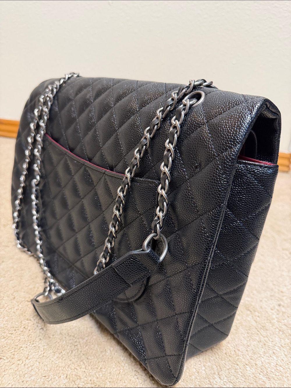 Quilted Black Chain-Handle Shoulder Bag